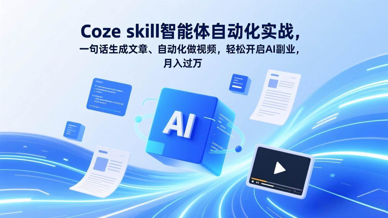 （17399期）Coze skill智能体自动化实战，一句话生成文章、自动化做视频，轻松开启AI副业，月入过万