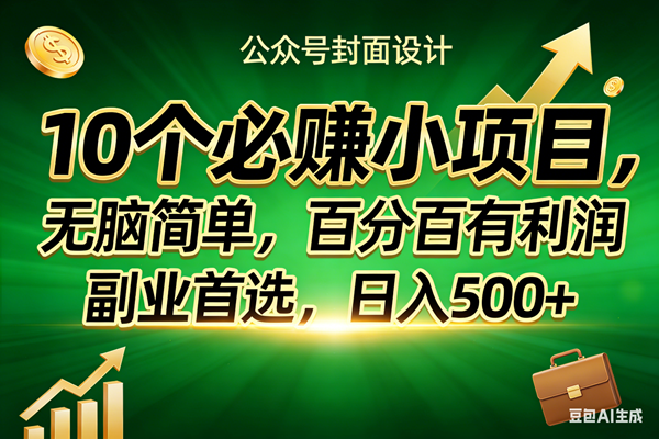（17694期）10个必赚小项目，无脑简单，百分百有利润，副业首选，日入400+