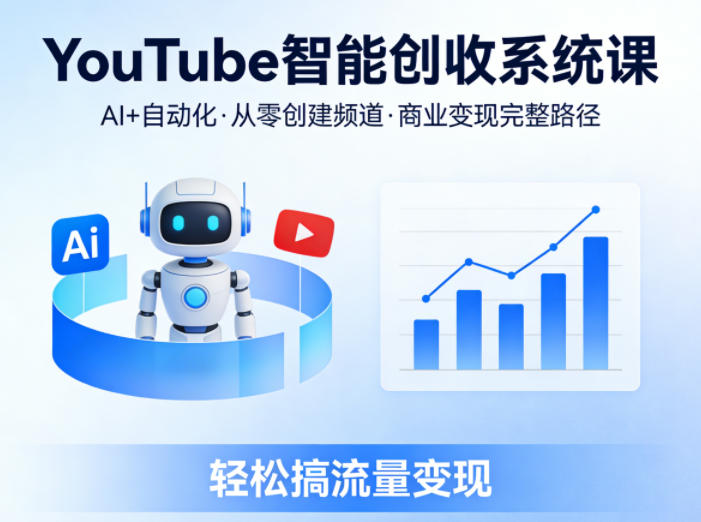 YouTube智能创收系统课,AI+自动化,从零创建YouTube频道并实现商业变现的完整路径,轻松搞流量变现 YouTube智能创收系统课,AI+自动化,从零创建YouTube频道并实现商业变现的完整路径,轻松搞流量变现