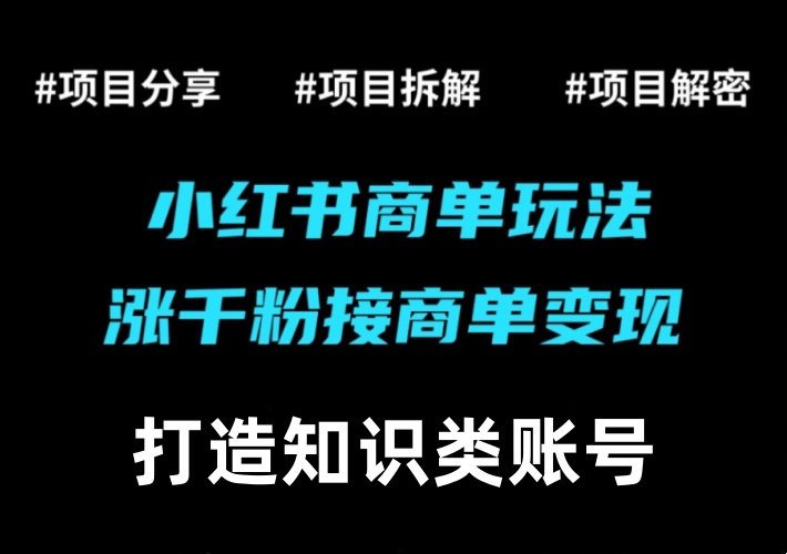 小红书商单项目升级玩法，打造知识类账号，几天完成千粉任务开启收益变现模式-知知学社